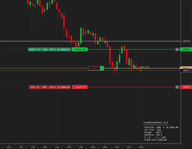 VizeBot Risk Panel en NinjaTrader 8