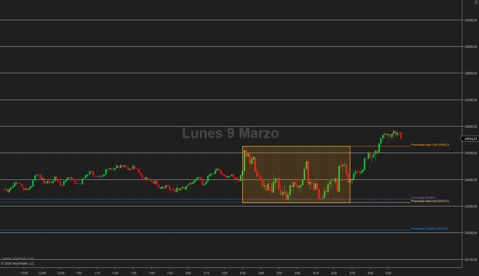 Indicador VizeBotSessions para NinjaTrader 8 - preview